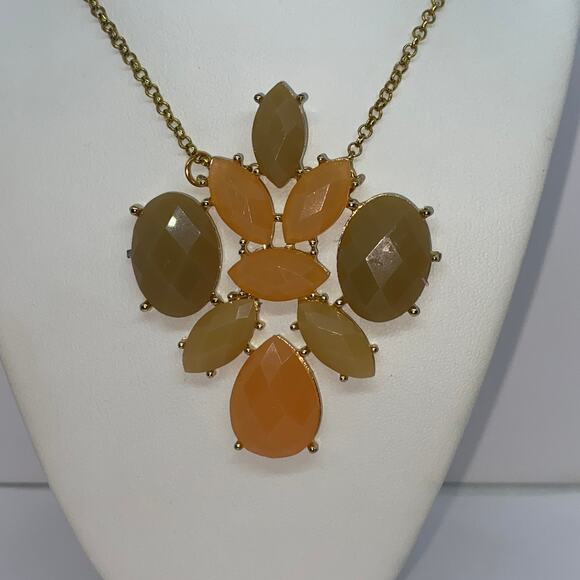 Bronze-Tone Multi-tone Orange Textured Necklace - Picture 2 of 6